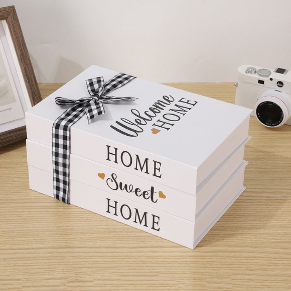 Decorative Book Stack, Rustic Wooden Shelf Ornament - product view 4