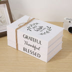 Decorative Book Stack, Rustic Wooden Shelf Ornament - product view 5