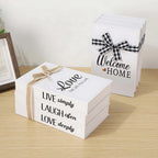 Decorative Book Stack, Rustic Wooden Shelf Ornament - product view 2