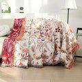 Jungle Floral Cotton Blanket, Reversible Woven Design - product view 1
