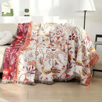 Jungle Floral Cotton Blanket, Reversible Woven Design - product view 1