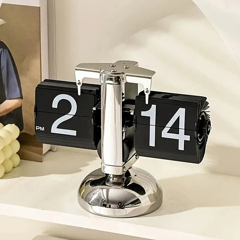 Retro Flip Desk Clock, 12-Hour Battery Operated Table Clock - product view 3