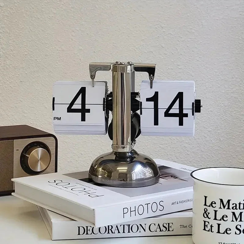 Retro Flip Desk Clock, 12-Hour Battery Operated Table Clock - product view 4