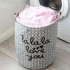 Grey Herringbone Foldable Laundry Basket – image 4
