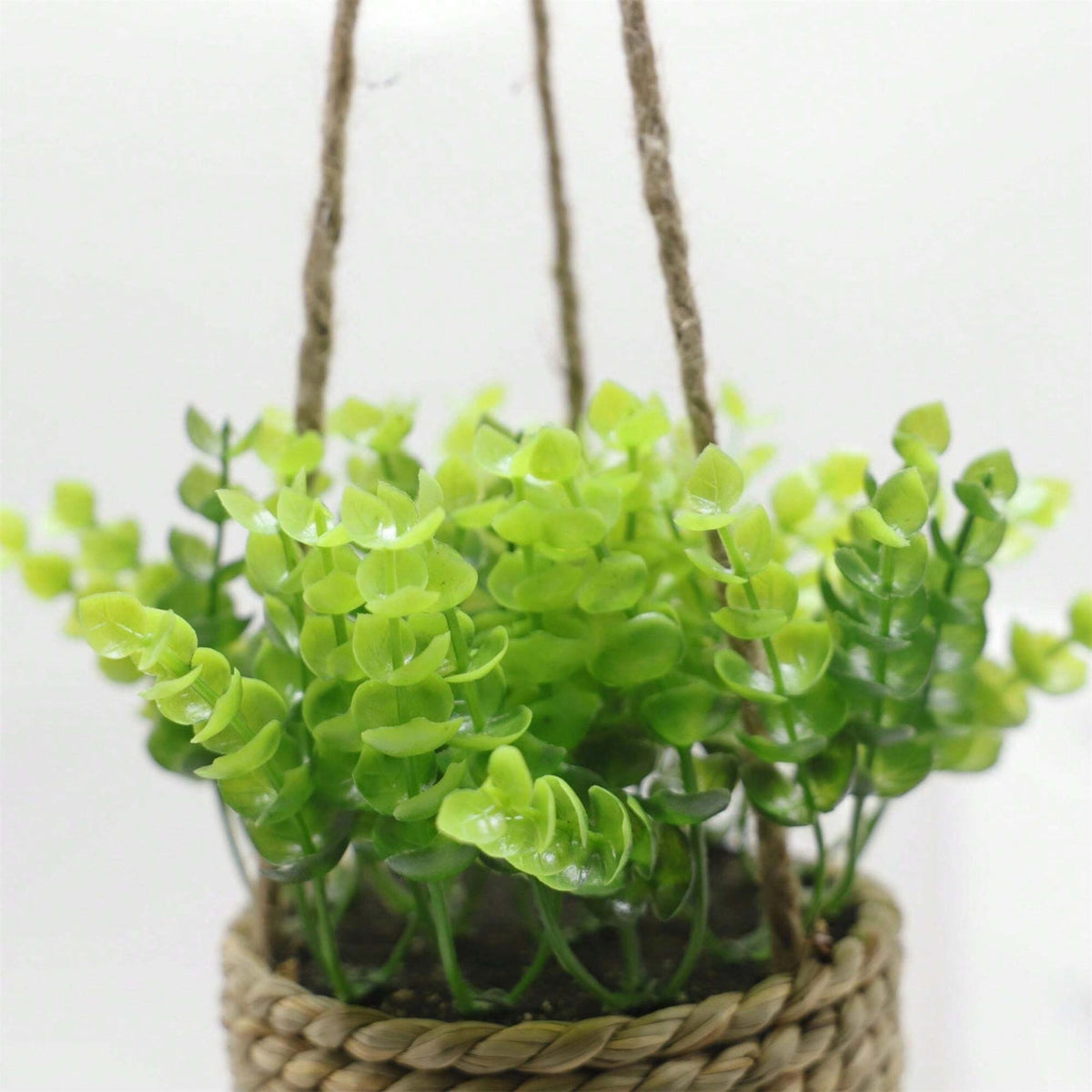 Artificial Hanging Plant in Woven Basket Pot - product view 7