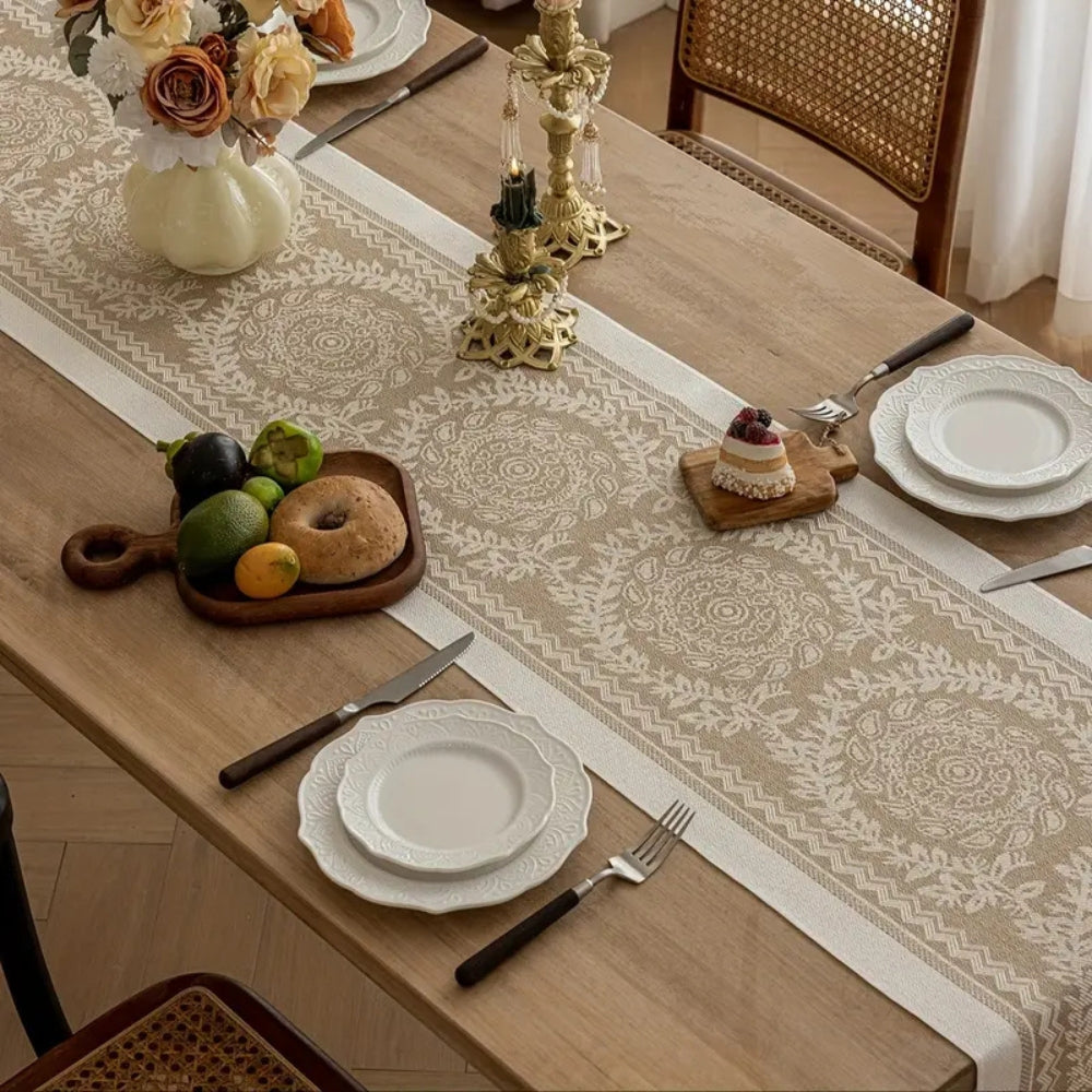 Floral Woven Tassel Table Runner – image 4