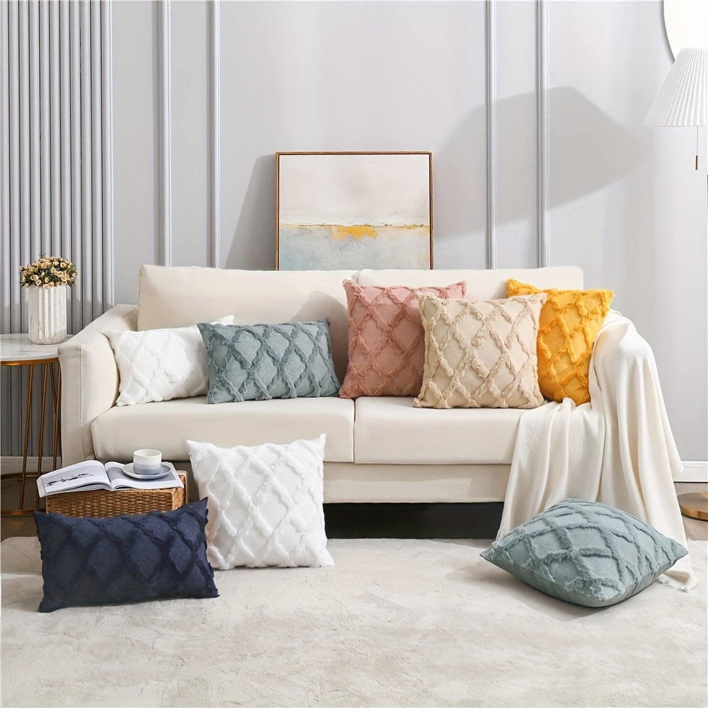Textured Velvet Geometric Cushion Cover – image 1