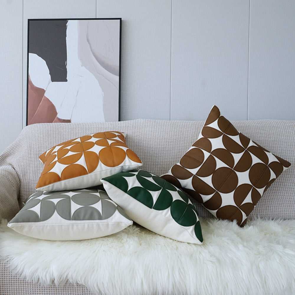Geometric Faux Leather Cushion Cover – image 3