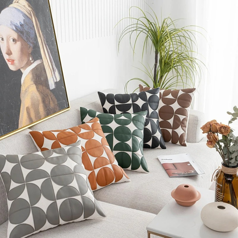 Geometric Faux Leather Cushion Cover – image 2