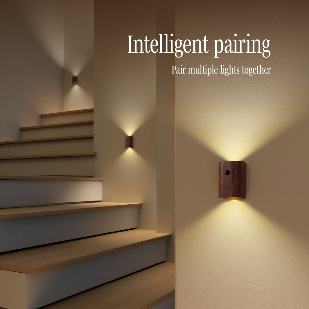 Wooden Motion Sensor Wall Light, USB-C Rechargeable - product view 4