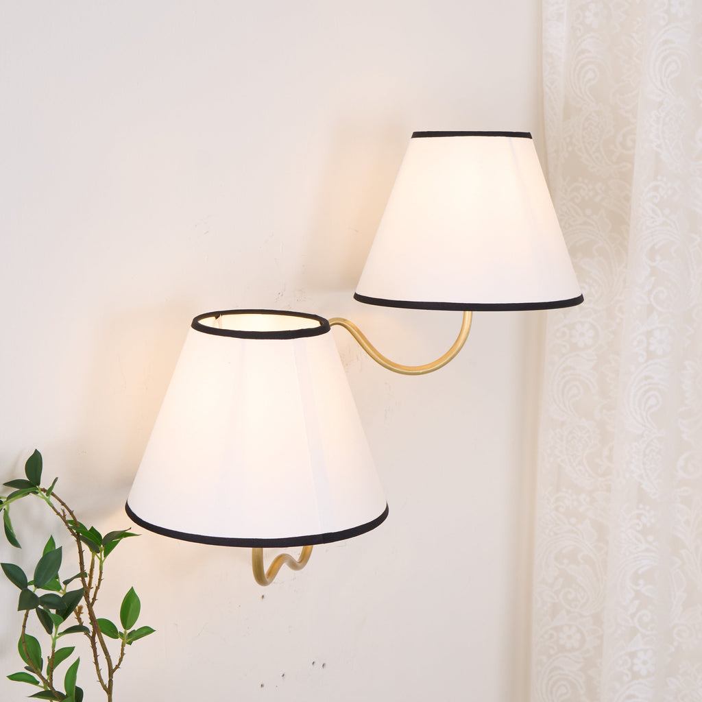 Brass Wall Sconce with Fabric Shade, Single or Double Light - view 8