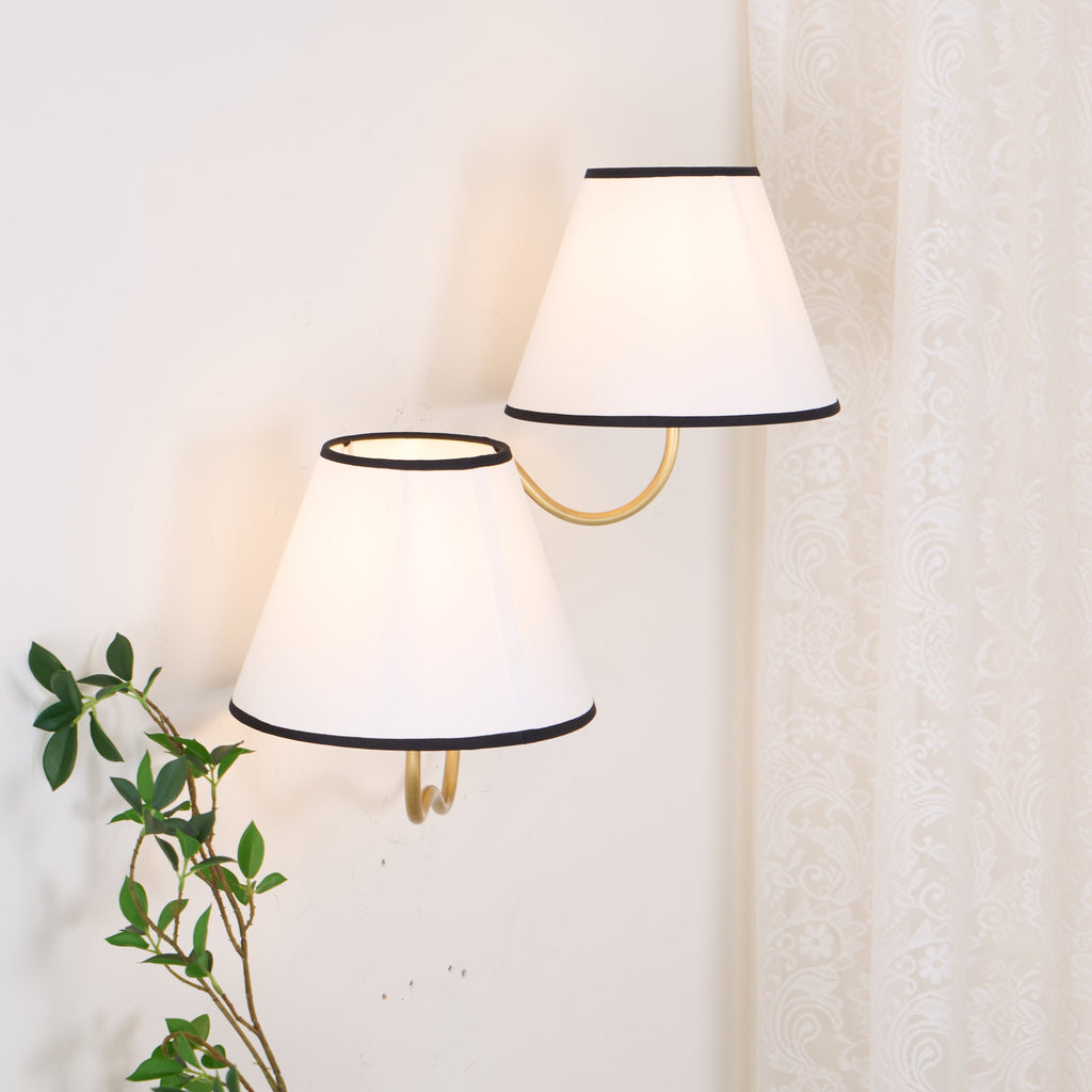 Brass Wall Sconce with Fabric Shade, Single or Double Light - view 10
