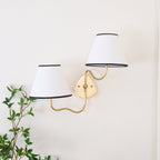 Brass Wall Sconce with Fabric Shade, Single or Double Light - view 11