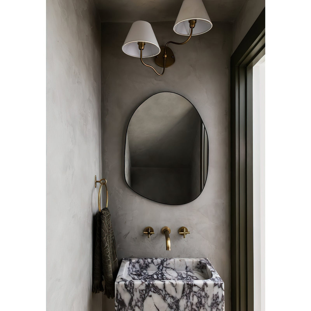 Brass Wall Sconce with Fabric Shade, Single or Double Light - view 6