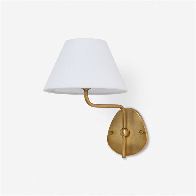 Brass Wall Sconce with Fabric Shade, Single or Double Light - view 1