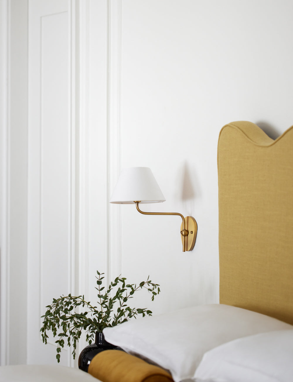 Brass Wall Sconce with Fabric Shade, Single or Double Light - view 31