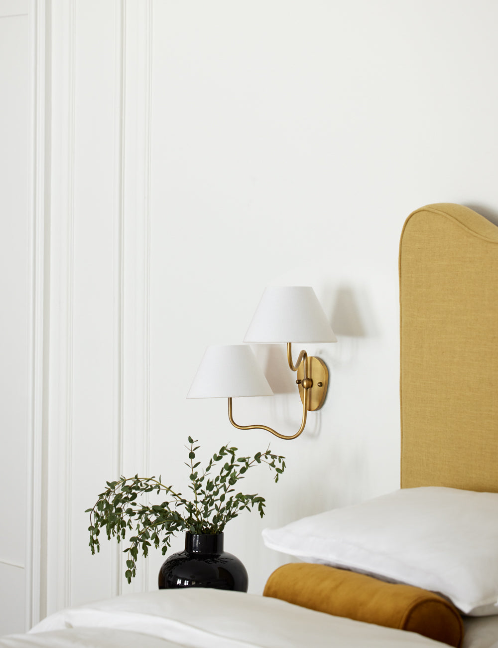 Brass Wall Sconce with Fabric Shade, Single or Double Light - view 32