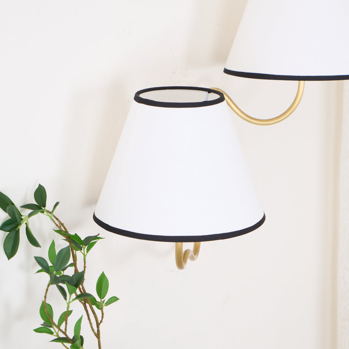 Brass Wall Sconce with Fabric Shade, Single or Double Light - view 12