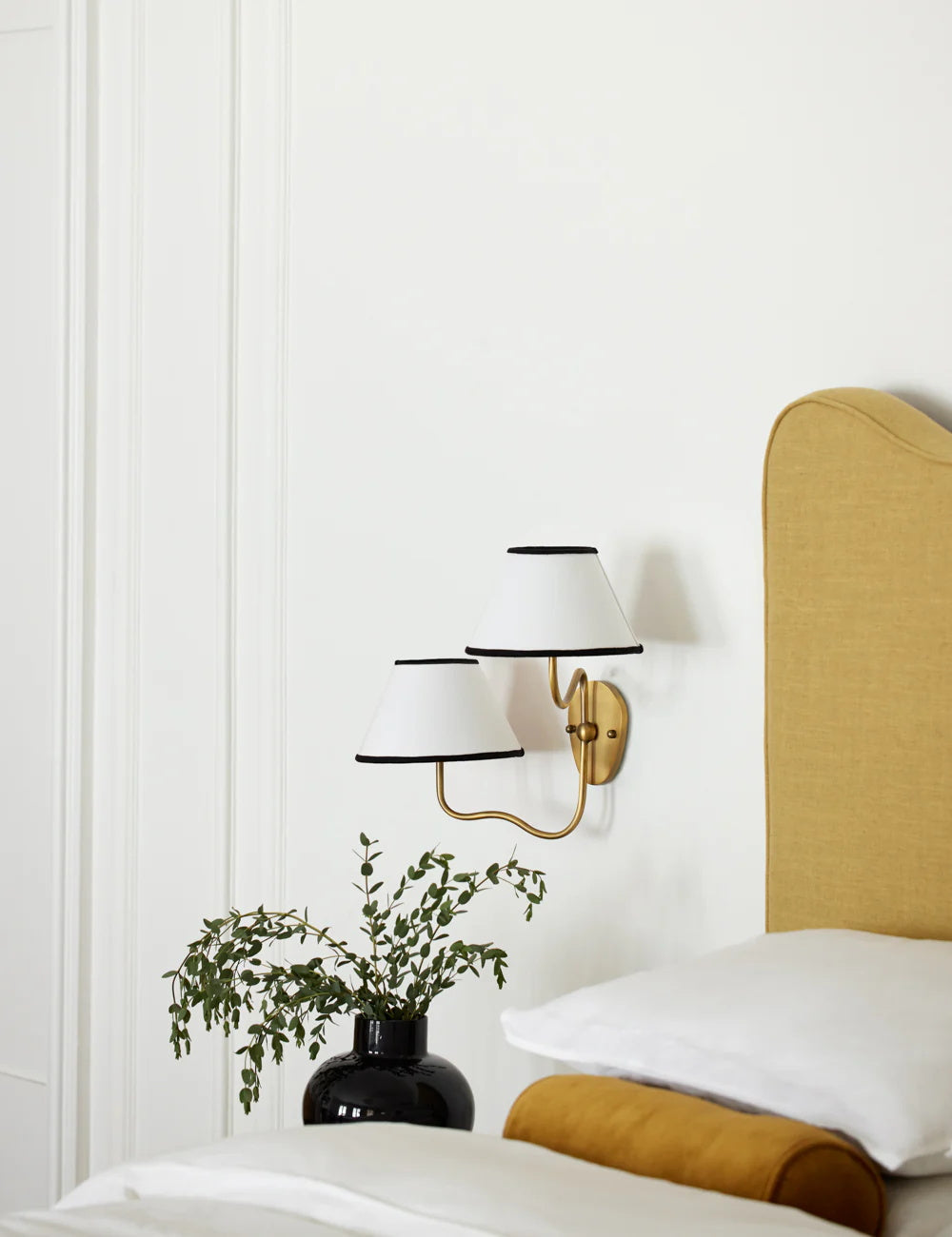 Brass Wall Sconce with Fabric Shade, Single or Double Light - view 33