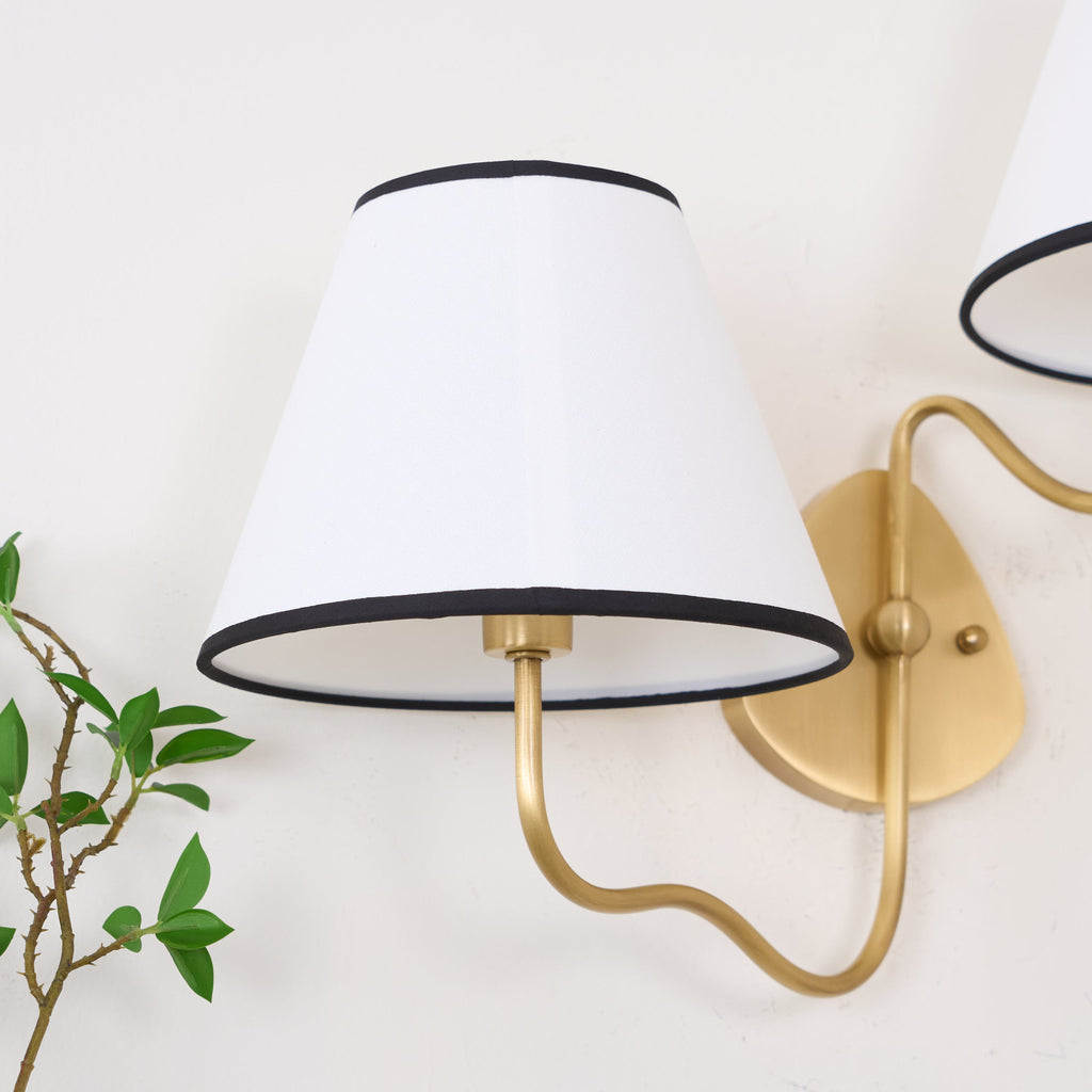 Brass Wall Sconce with Fabric Shade, Single or Double Light - view 17