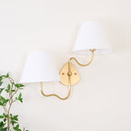 Brass Wall Sconce with Fabric Shade, Single or Double Light - view 19