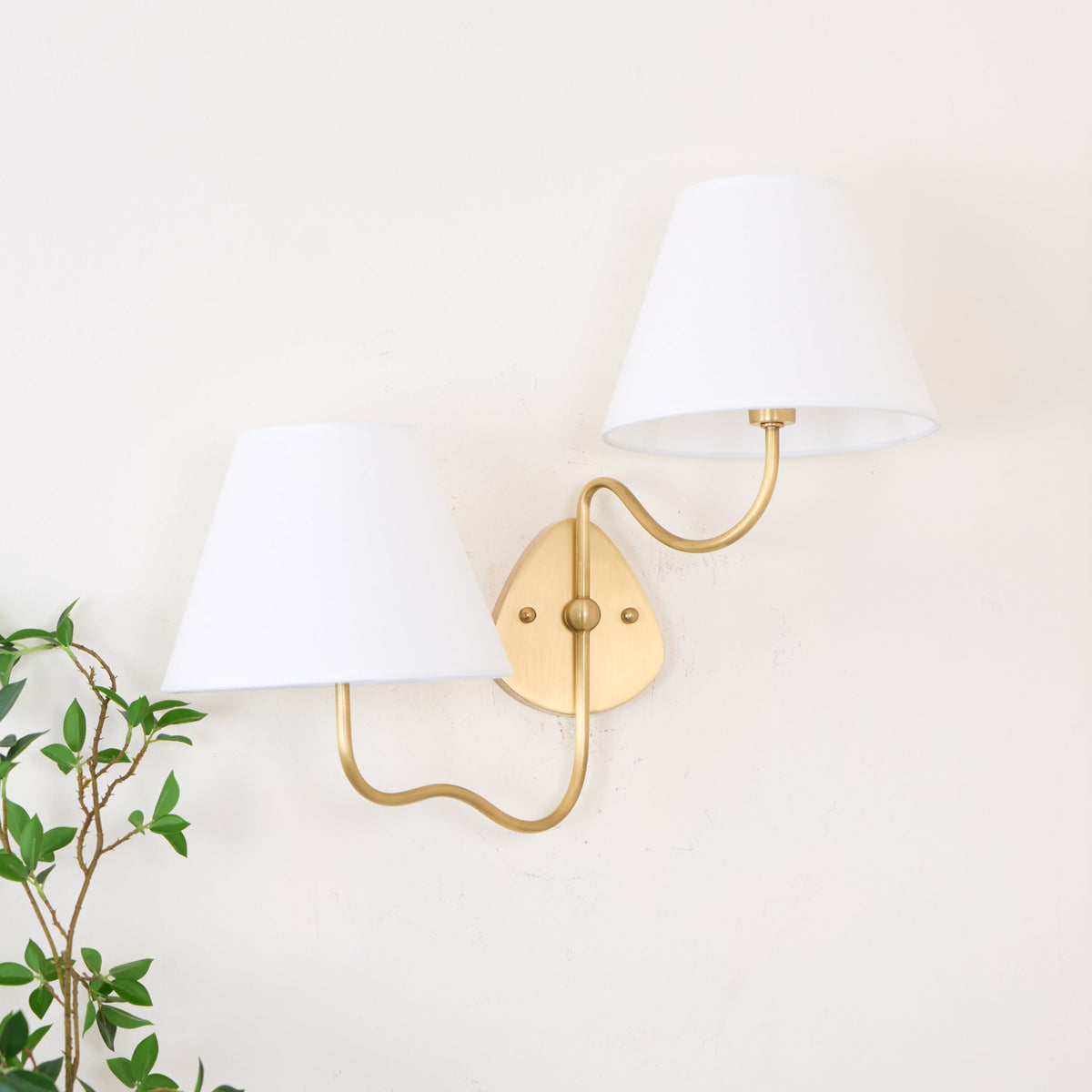 Brass Wall Sconce with Fabric Shade, Single or Double Light - view 19
