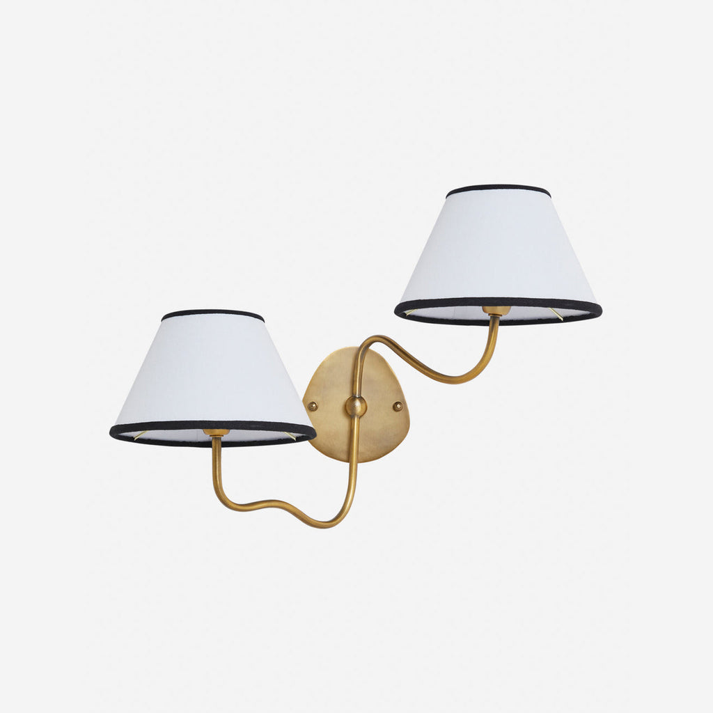 Brass Wall Sconce with Fabric Shade, Single or Double Light - view 40