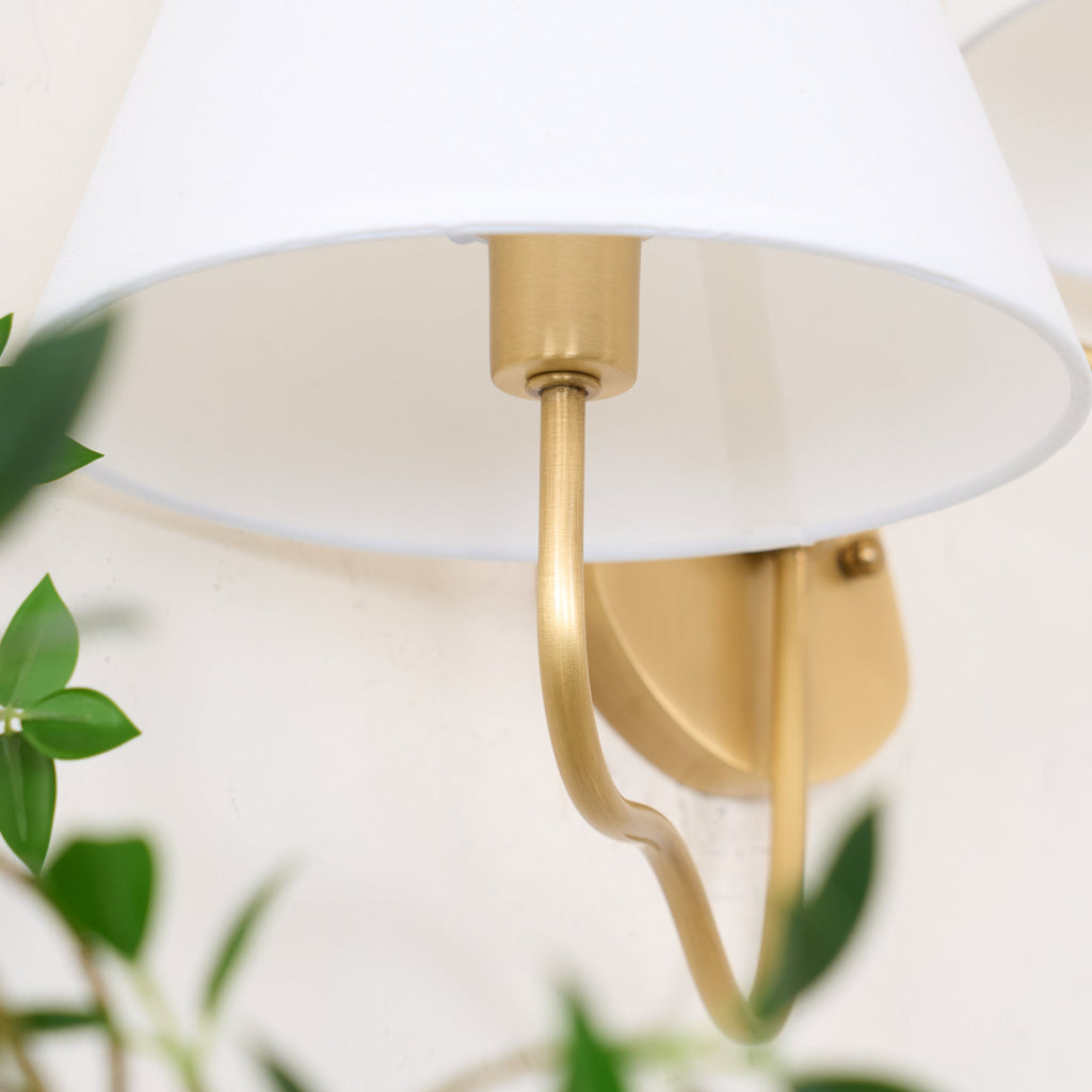 Brass Wall Sconce with Fabric Shade, Single or Double Light - view 26