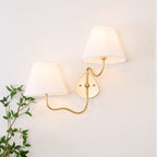 Brass Wall Sconce with Fabric Shade, Single or Double Light - view 22