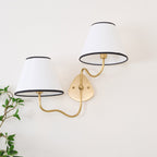 Brass Wall Sconce with Fabric Shade, Single or Double Light - view 7