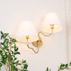 Brass Wall Sconce with Fabric Shade, Single or Double Light - view 23