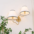 Brass Wall Sconce with Fabric Shade, Single or Double Light - view 16