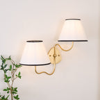 Brass Wall Sconce with Fabric Shade, Single or Double Light - view 15