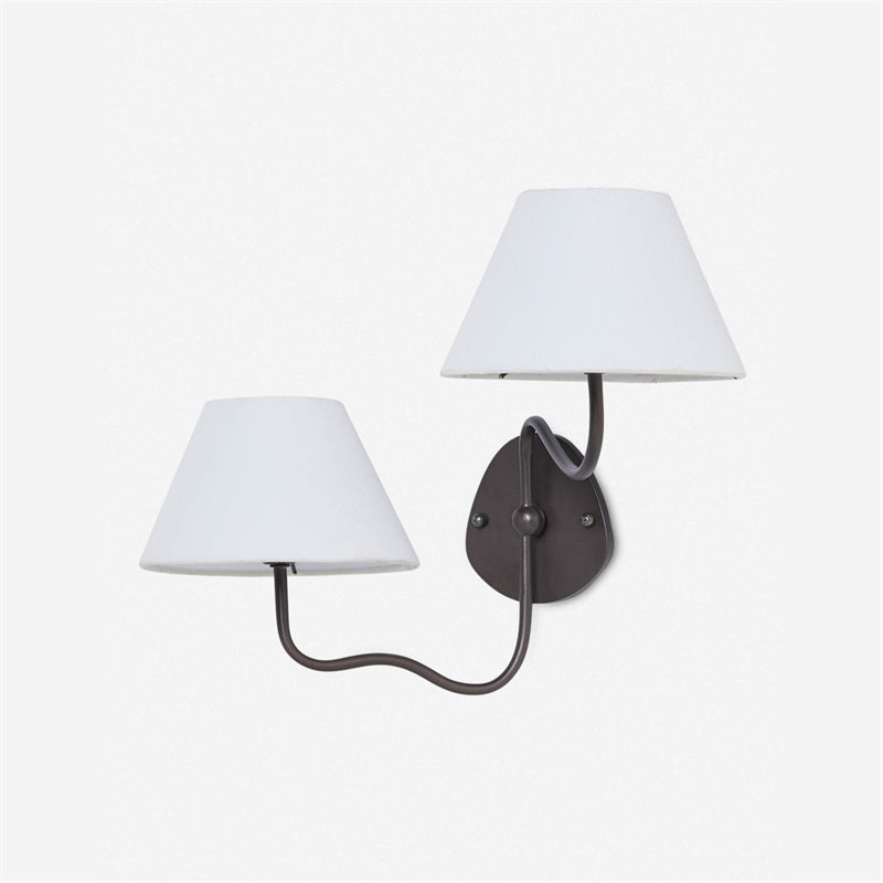 Brass Wall Sconce with Fabric Shade, Single or Double Light - view 57