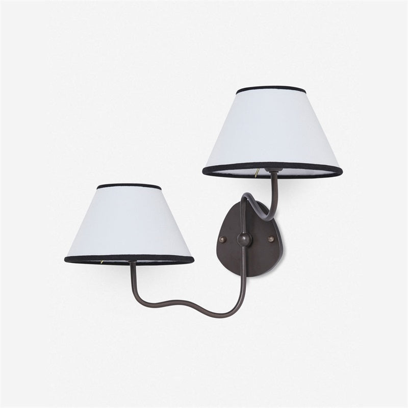 Brass Wall Sconce with Fabric Shade, Single or Double Light - view 58