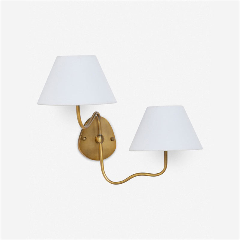 Brass Wall Sconce with Fabric Shade, Single or Double Light - view 59