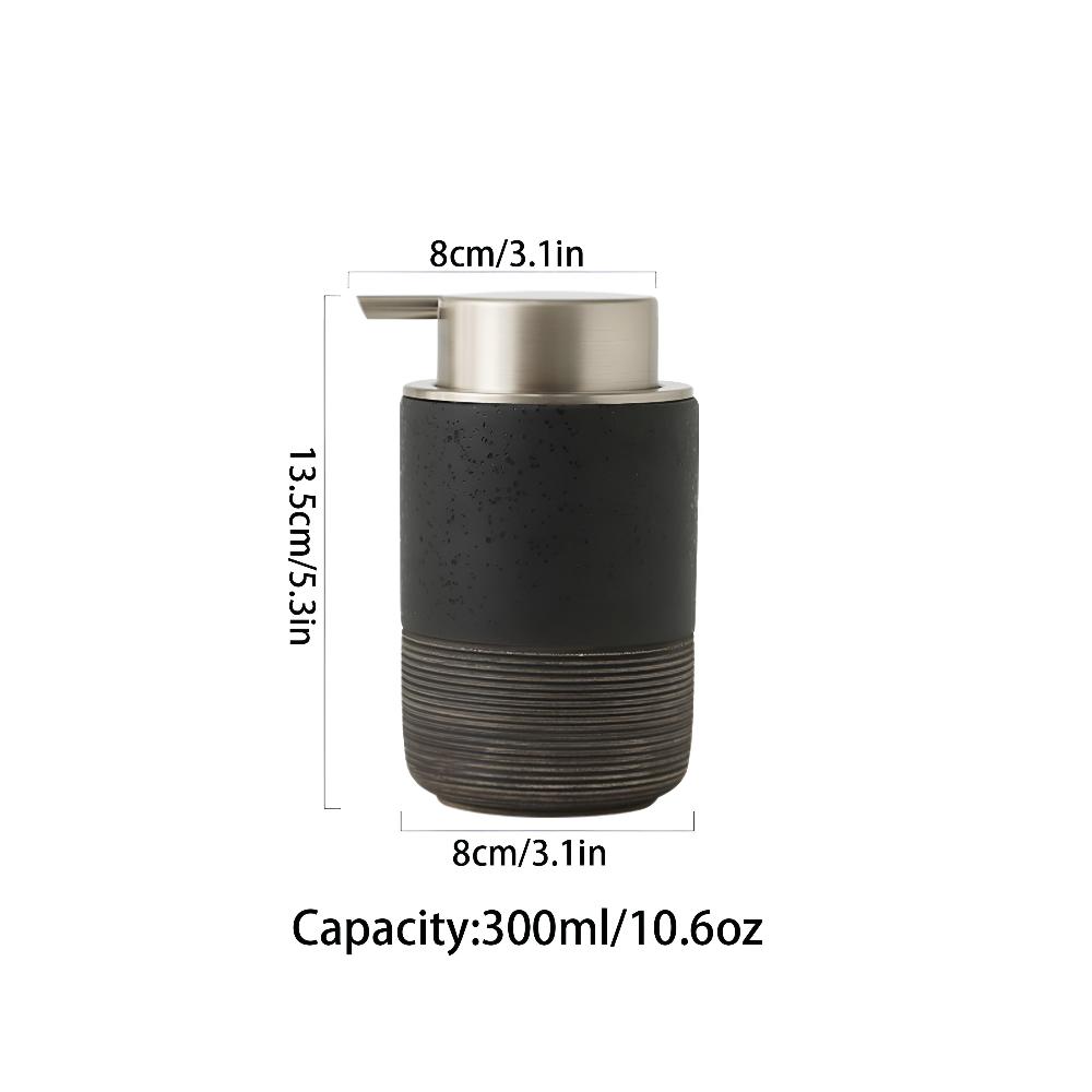 Matte Ceramic Soap Dispenser with Ribbed Base, 298.69 ml - product view 4