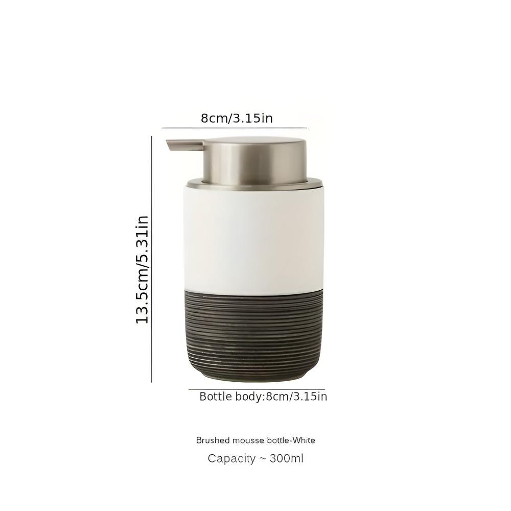 Matte Ceramic Soap Dispenser with Ribbed Base, 298.69 ml - product view 1