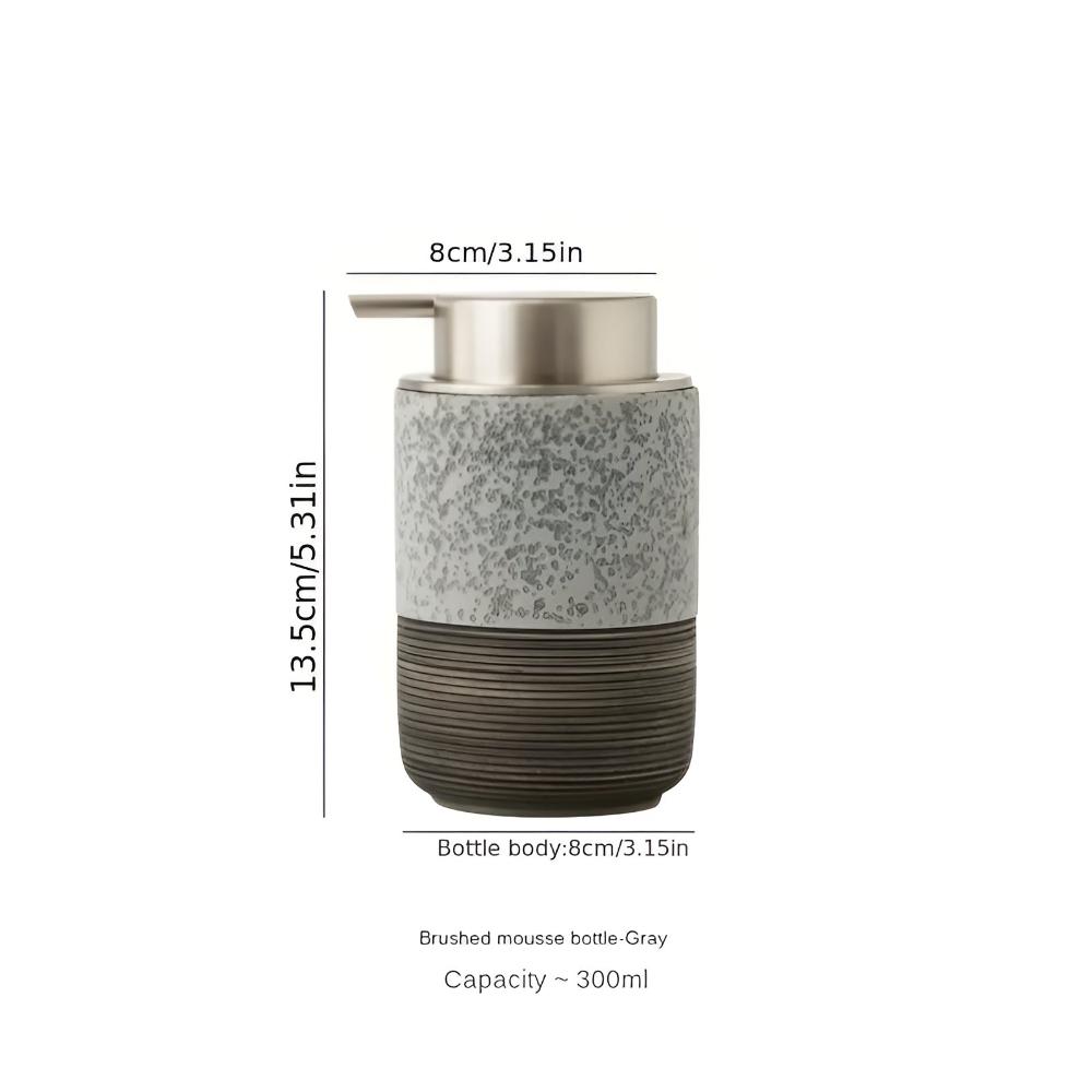Matte Ceramic Soap Dispenser with Ribbed Base, 298.69 ml - product view 5