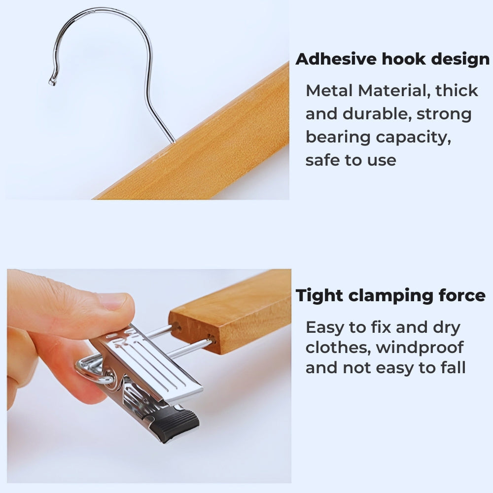 Wooden Trouser Hangers with Clips – Set of 10 – image 4
