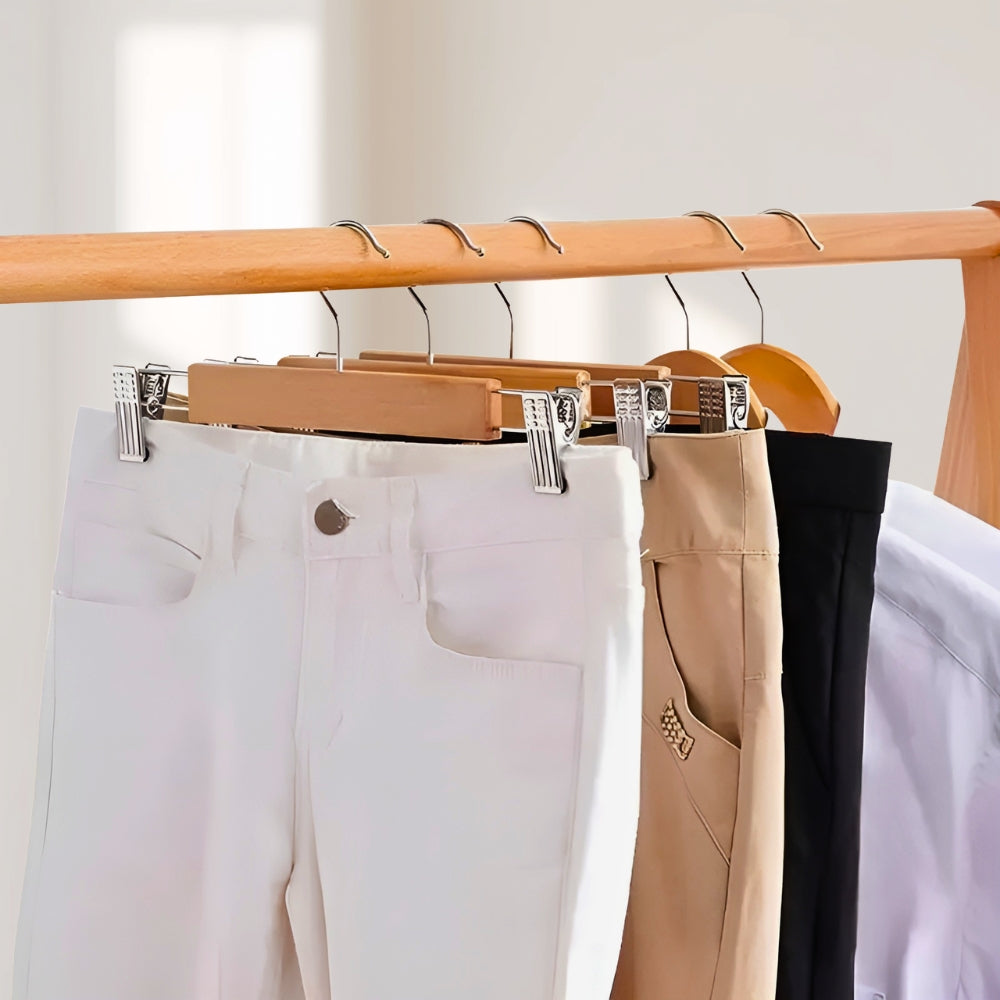 Wooden Trouser Hangers with Clips – Set of 10 – image 3