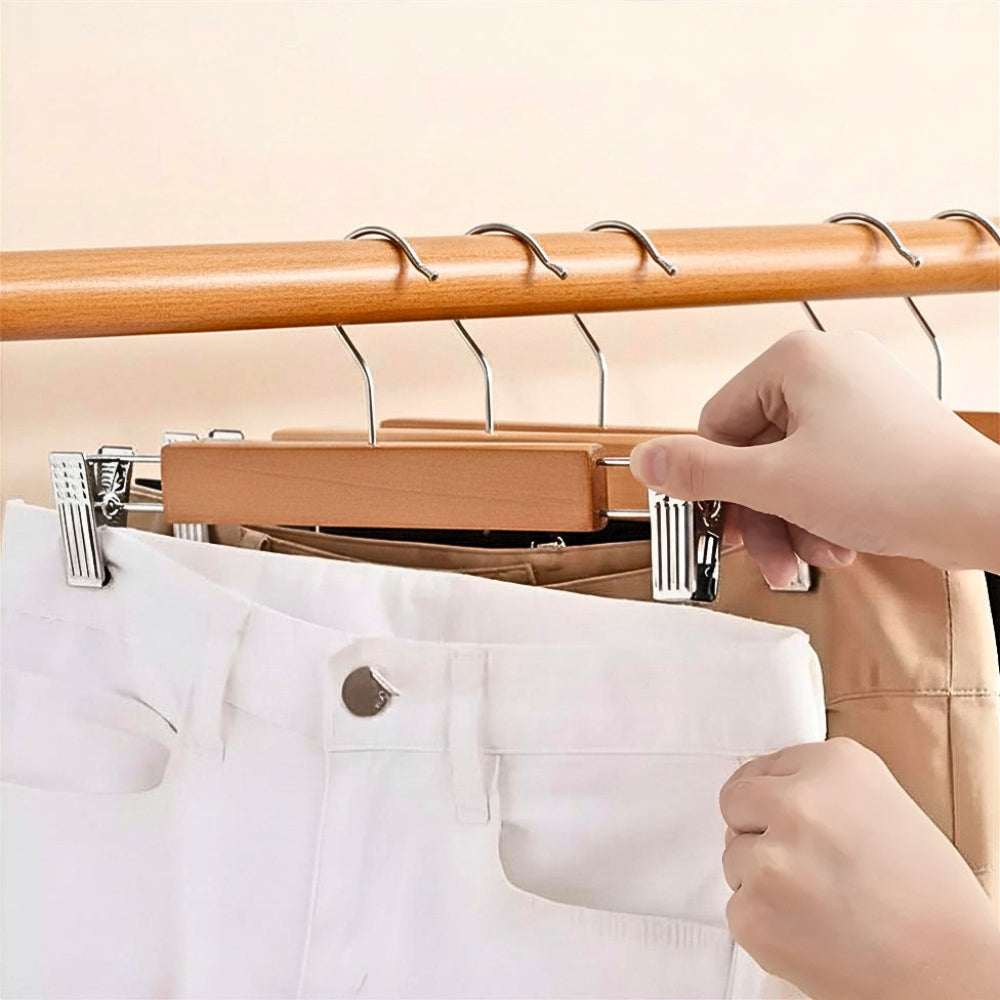 Wooden Trouser Hangers with Clips – Set of 10 – image 2