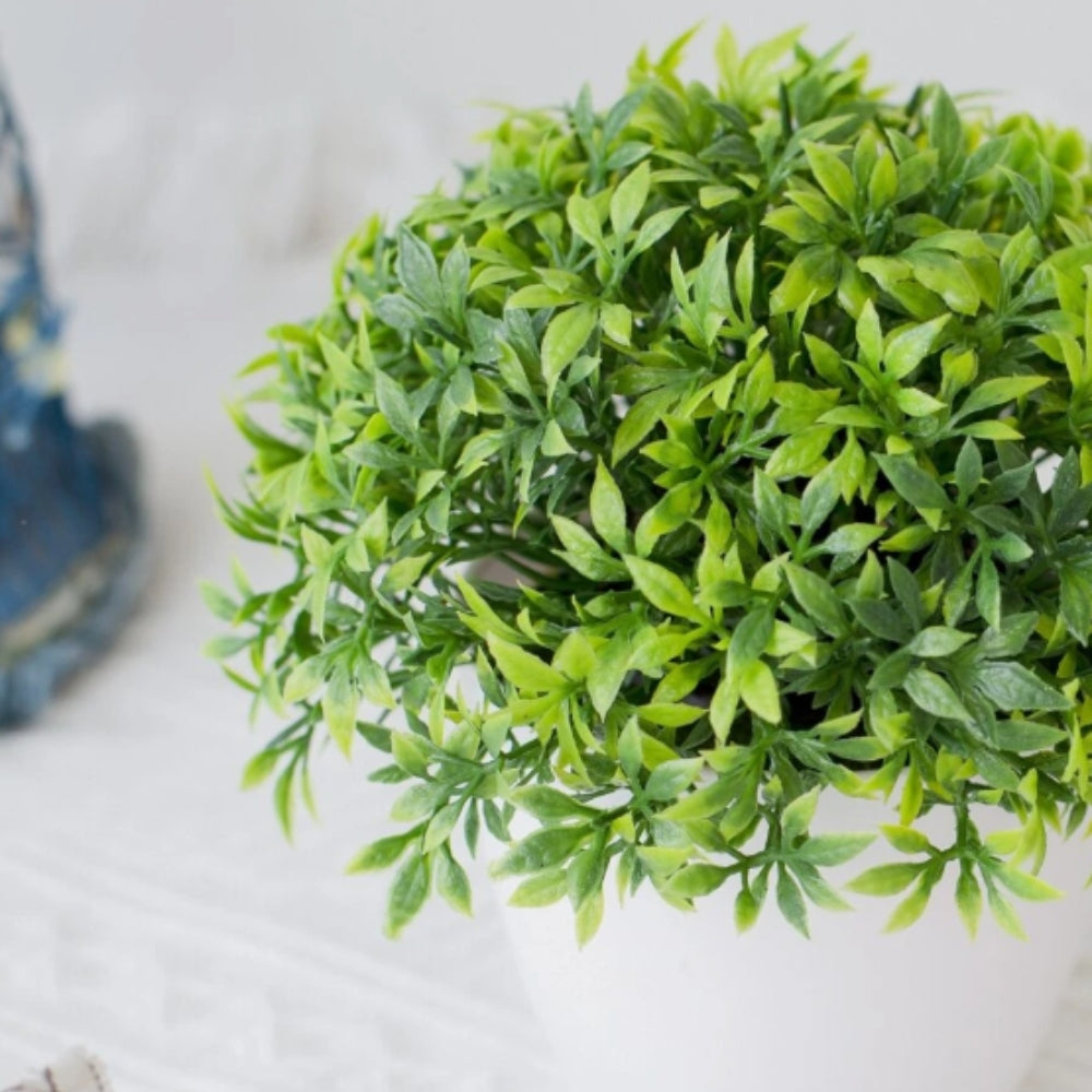 Artificial Mini Foliage Plant in White Pot – image 6