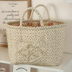 Quilted Floral Fabric Storage Basket, Foldable Organiser - product view 5