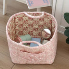 Quilted Floral Fabric Storage Basket, Foldable Organiser - product view 7
