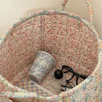 Quilted Floral Fabric Storage Basket, Foldable Organiser - product view 1