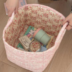 Quilted Floral Fabric Storage Basket, Foldable Organiser - product view 3