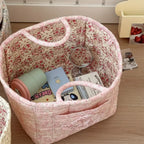 Quilted Floral Fabric Storage Basket, Foldable Organiser - product view 9