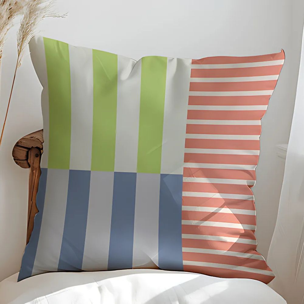 Colour Block Striped Cushion Cover – image 6