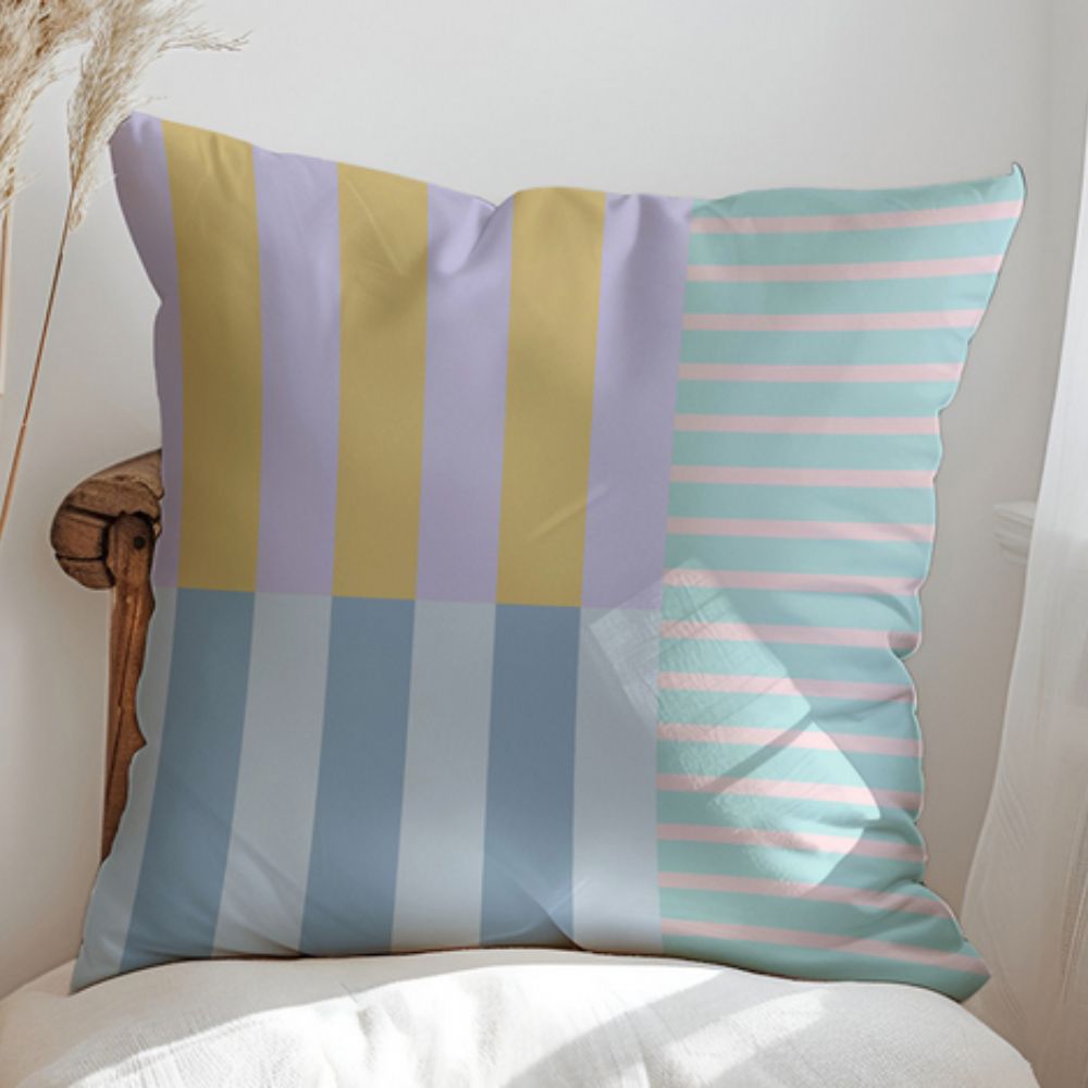 Colour Block Striped Cushion Cover – image 8